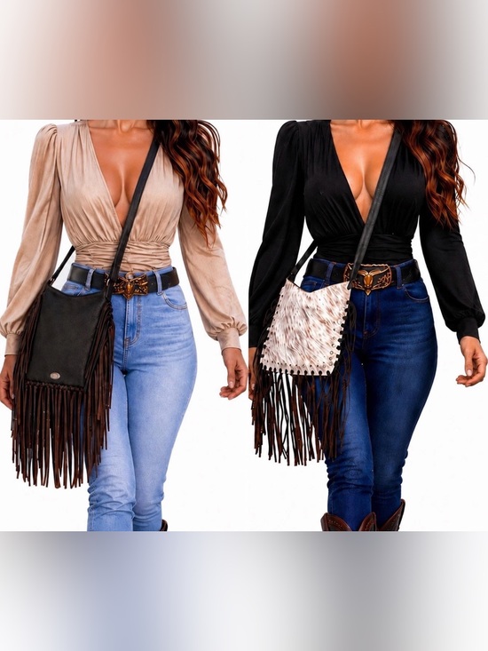 American West Handbags - American West Ringed Cowgirl Classic Crossbody - Genuine Leather & Hair-On CFB